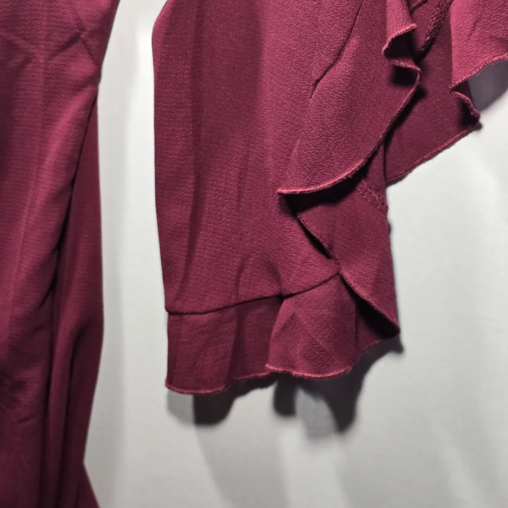 Vince Burgandy 3/4 Sleeve Tiered Bubble size Large BOHO chic Whimsical Flowing - Picture 6 of 7